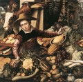 Mujer de mercado con puesto de verduras pintor histórico holandés Pieter Aertsen